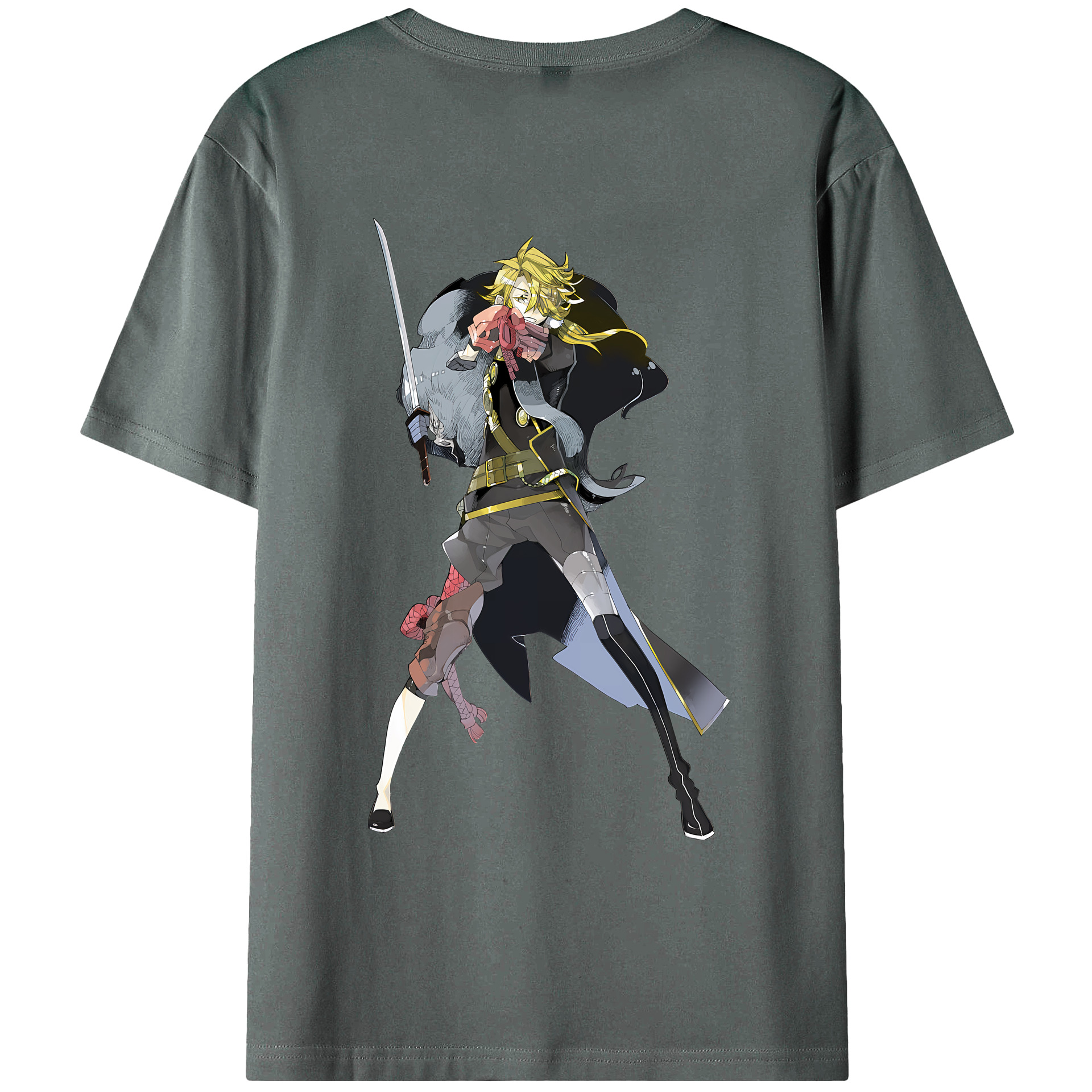 （画像用） 刀剣乱舞 Touken Ranbu 綿100％ メンズ半袖Tシャツ（バックプリント） 通気性
